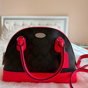 Coach Brown and Hot Pink Satchel Dome Bag